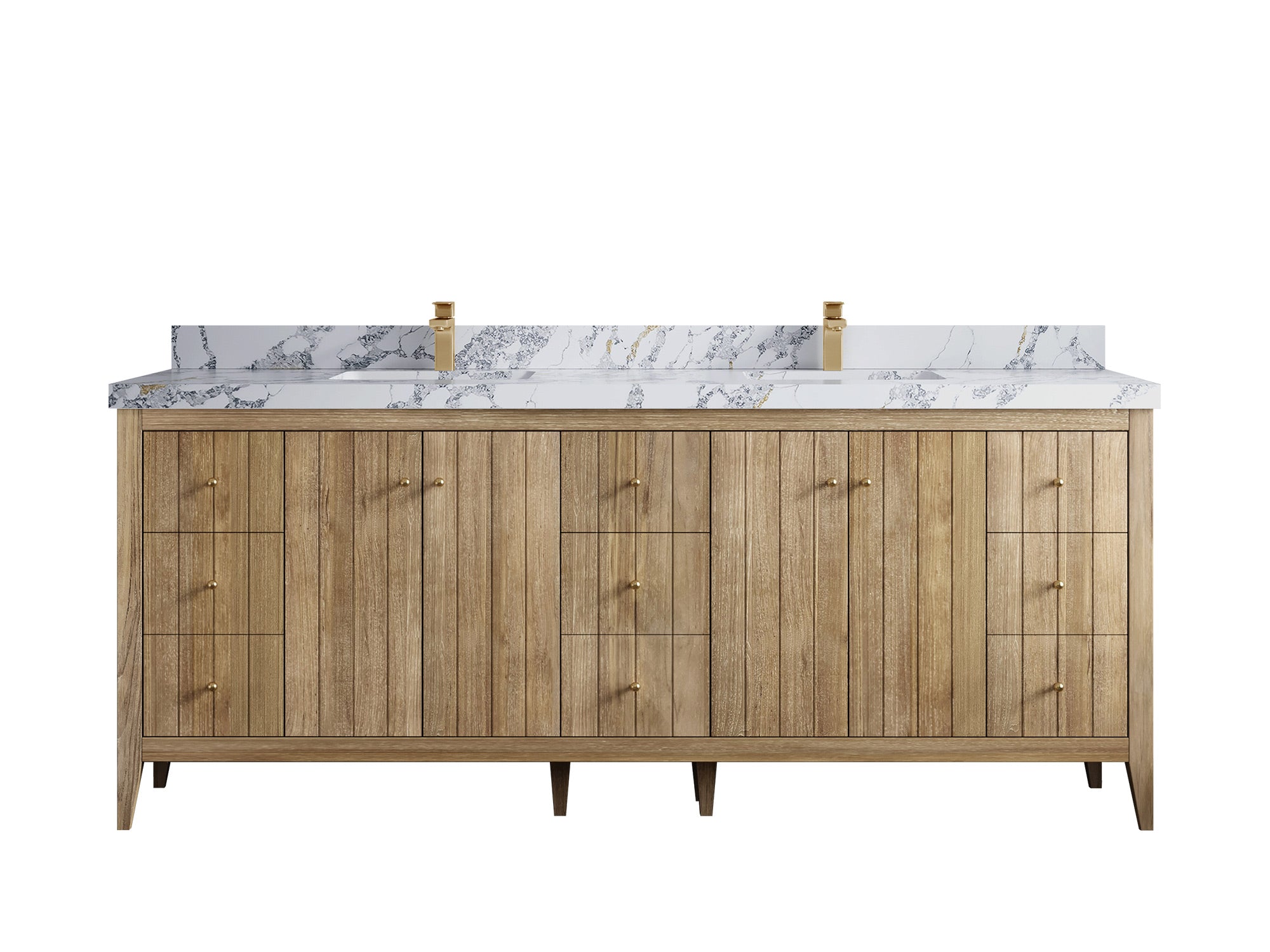 Atlanta Teak Wood 84 in. W x 22 in. D Double Sink Bathroom Vanity - Willow Bath and Vanity