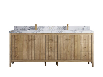 Atlanta Teak Wood 84 in. W x 22 in. D Double Sink Bathroom Vanity - Willow Bath and Vanity