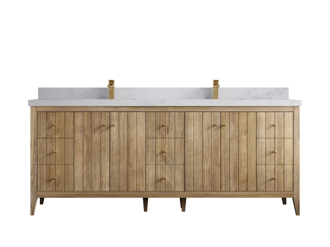 Atlanta Teak Wood 84 in. W x 22 in. D Double Sink Bathroom Vanity - Willow Bath and Vanity