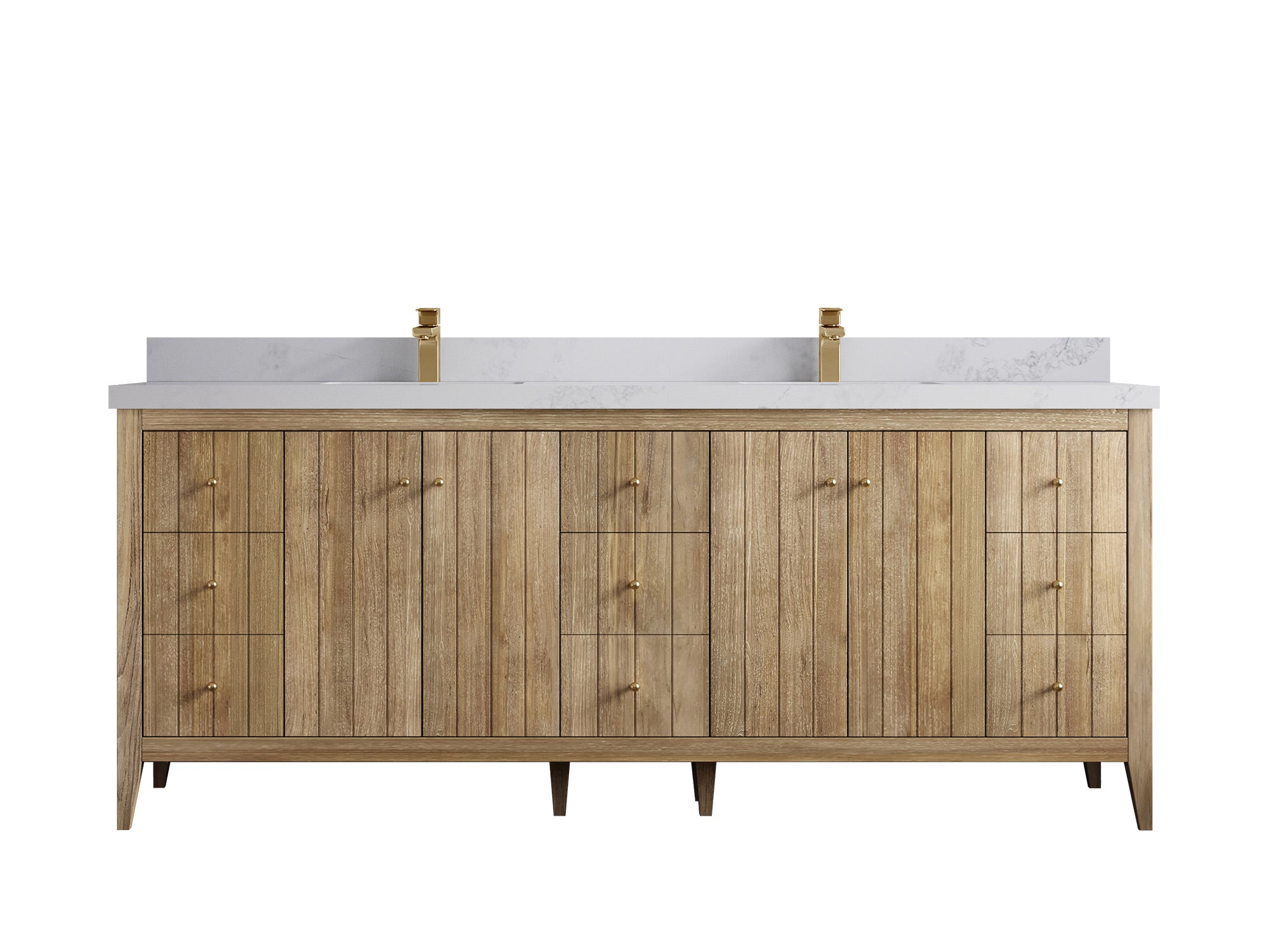 Atlanta Teak Wood 84 in. W x 22 in. D Double Sink Bathroom Vanity - Willow Bath and Vanity