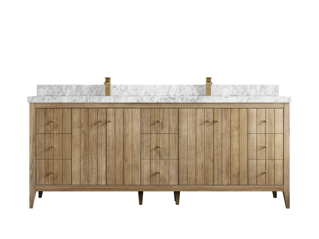 Atlanta Teak Wood 84 in. W x 22 in. D Double Sink Bathroom Vanity - Willow Bath and Vanity