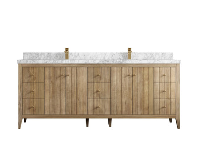 Atlanta Teak Wood 84 in. W x 22 in. D Double Sink Bathroom Vanity - Willow Bath and Vanity