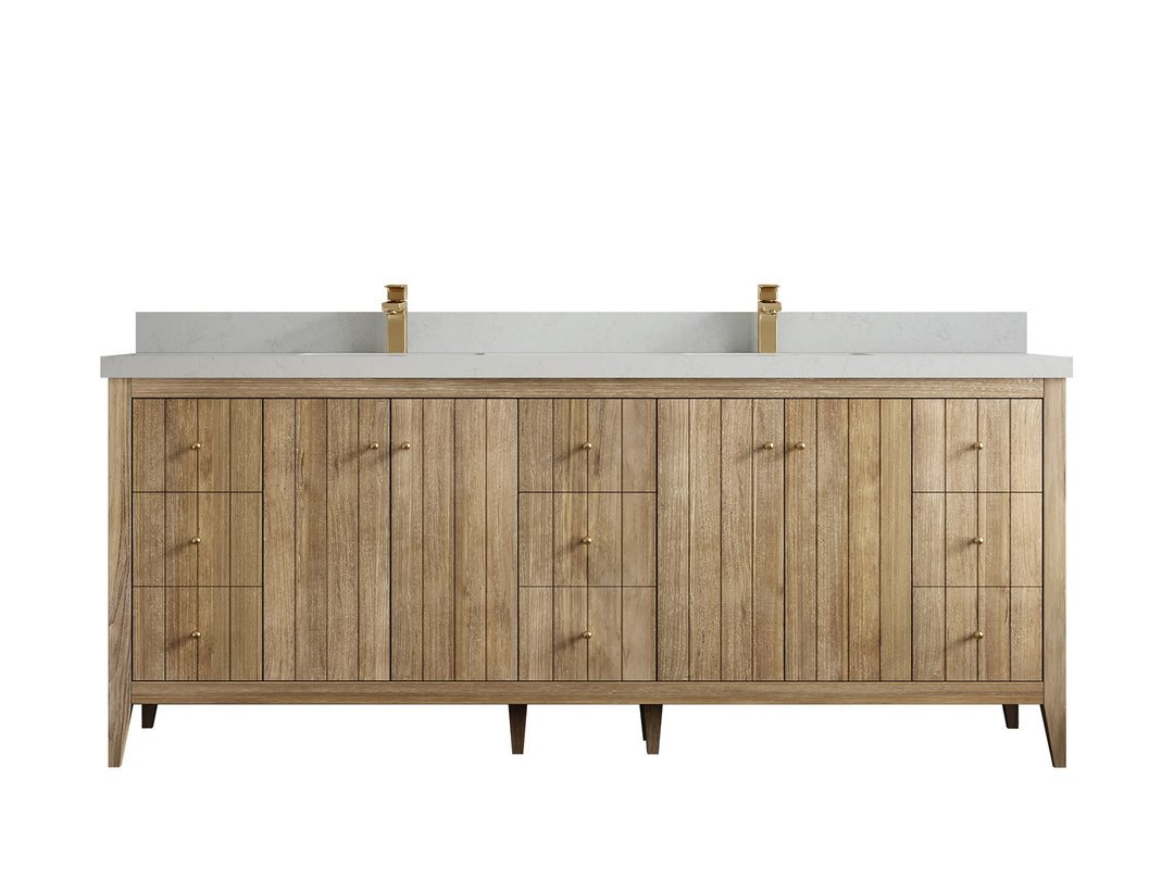 Atlanta Teak Wood 84 in. W x 22 in. D Double Sink Bathroom Vanity - Willow Bath and Vanity
