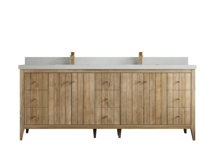 Atlanta Teak Wood 84 in. W x 22 in. D Double Sink Bathroom Vanity - photo 13