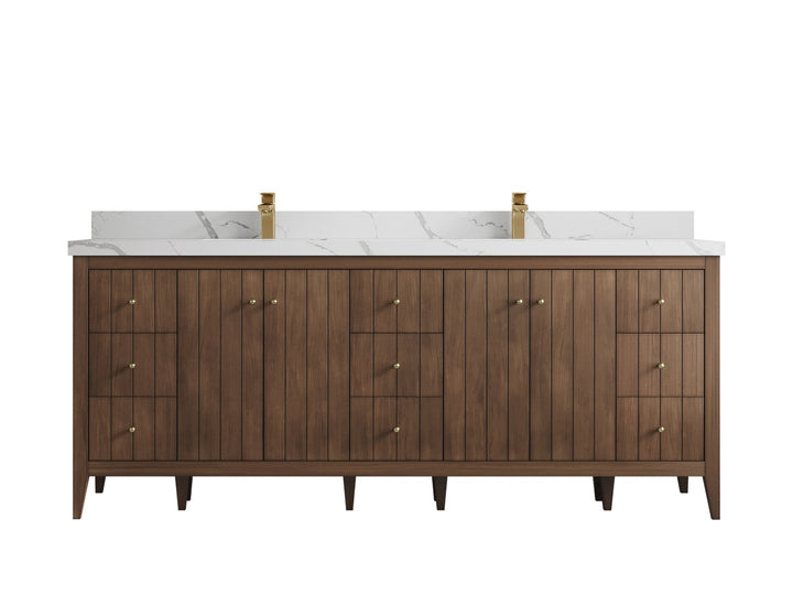 Atlanta Teak Wood 84 in. W x 22 in. D Double Sink Bathroom Vanity - photo 17