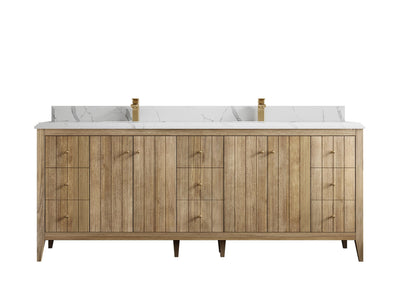 Atlanta Teak Wood 84 in. W x 22 in. D Double Sink Bathroom Vanity - Willow Bath and Vanity