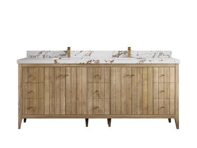 Atlanta Teak Wood 84 in. W x 22 in. D Double Sink Bathroom Vanity - Willow Bath and Vanity