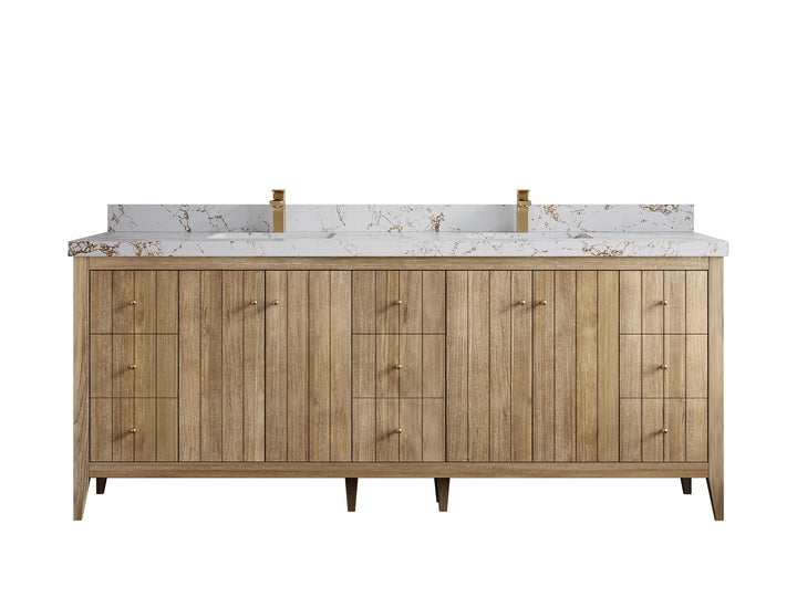 Atlanta Teak Wood 84 in. W x 22 in. D Double Sink Bathroom Vanity - photo 39
