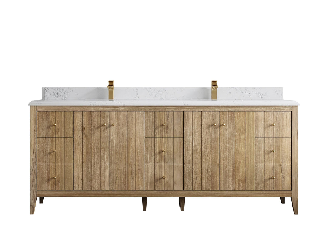 Atlanta Teak Wood 84 in. W x 22 in. D Double Sink Bathroom Vanity - Willow Bath and Vanity