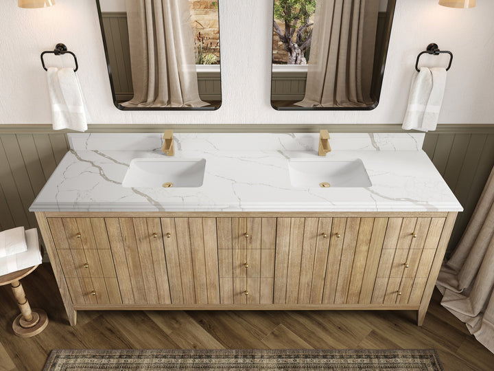 Atlanta Teak Wood 84 in. W x 22 in. D Double Sink Bathroom Vanity - photo 24