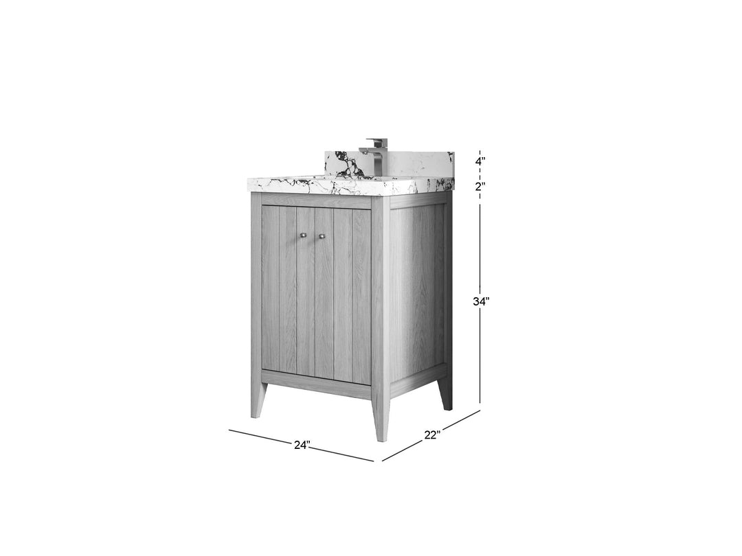 Atlanta White Oak 24 in. W x 22 in. D Single Sink Bathroom Vanity - Willow Bath and Vanity