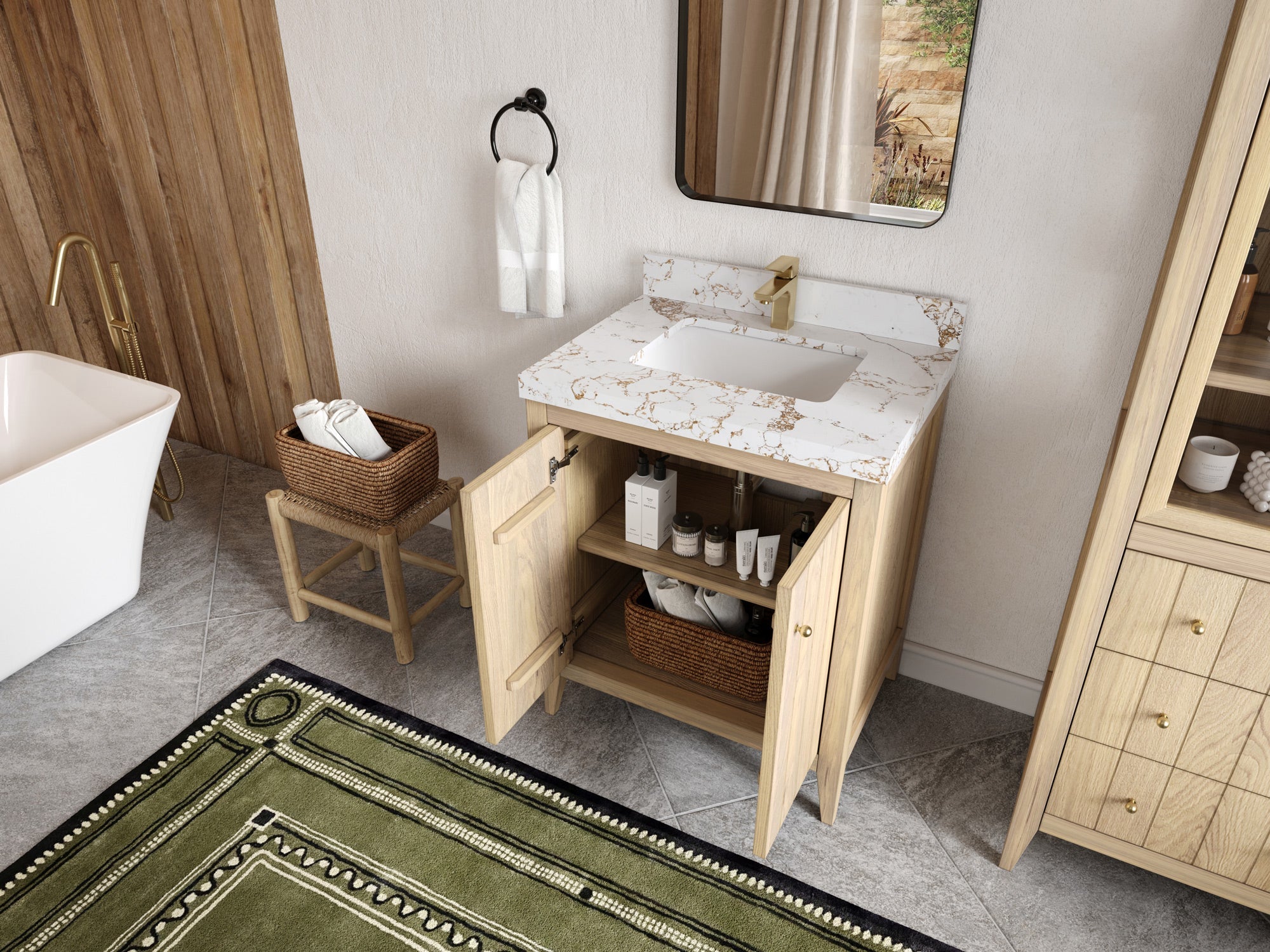 Atlanta White Oak 30 in. W x 22 in. D Single Sink Bathroom Vanity - Willow Bath and Vanity