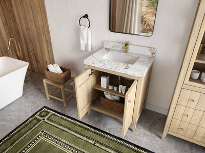 Atlanta White Oak 30 in. W x 22 in. D Single Sink Bathroom Vanity - Willow Bath and Vanity