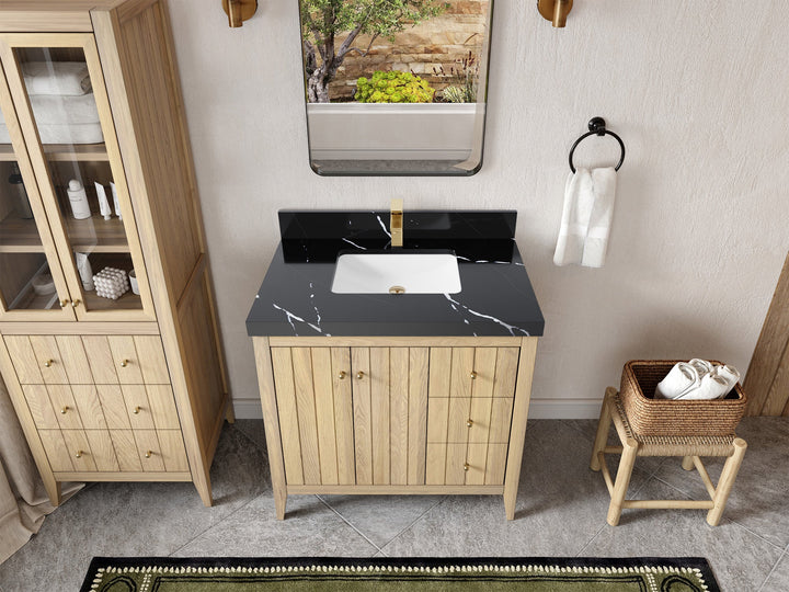 Atlanta White Oak 36 in. W x 22 in. D Center Sink Bathroom Vanity - photo 8