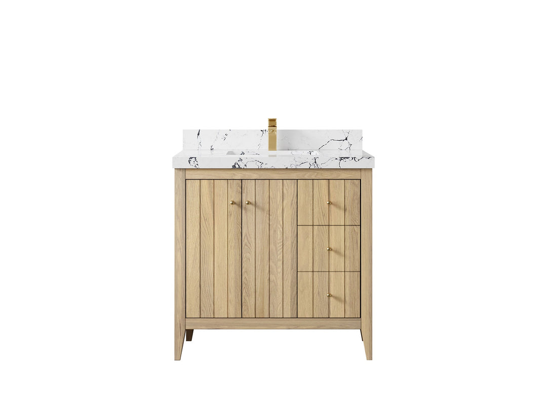 Atlanta White Oak 36 in. W x 22 in. D Center Sink Bathroom Vanity - Willow Bath and Vanity