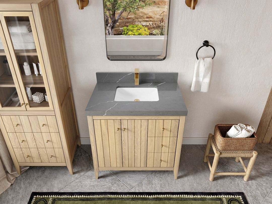 Atlanta White Oak 36 in. W x 22 in. D Center Sink Bathroom Vanity - Willow Bath and Vanity