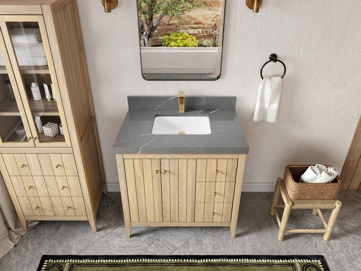 Atlanta White Oak 36 in. W x 22 in. D Center Sink Bathroom Vanity - photo 32