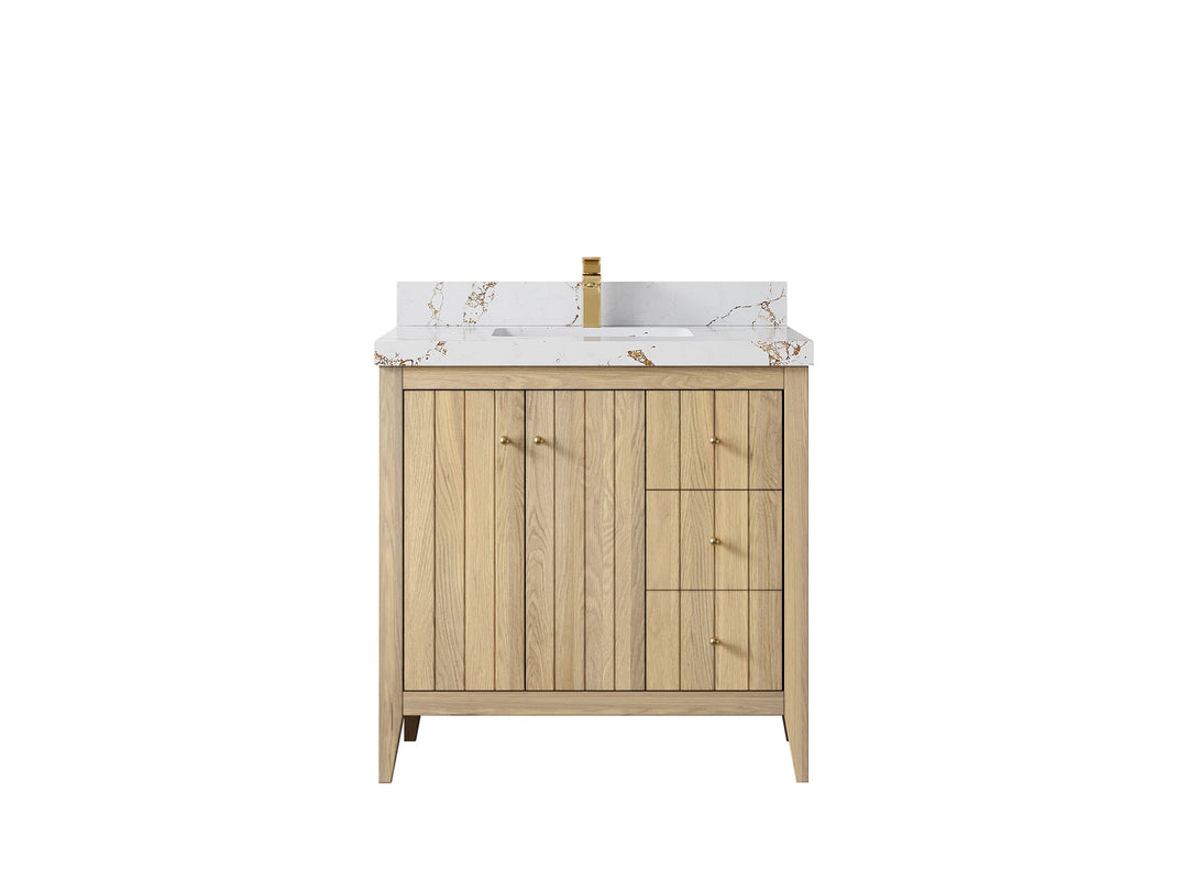 Atlanta White Oak 36 in. W x 22 in. D Center Sink Bathroom Vanity - Willow Bath and Vanity