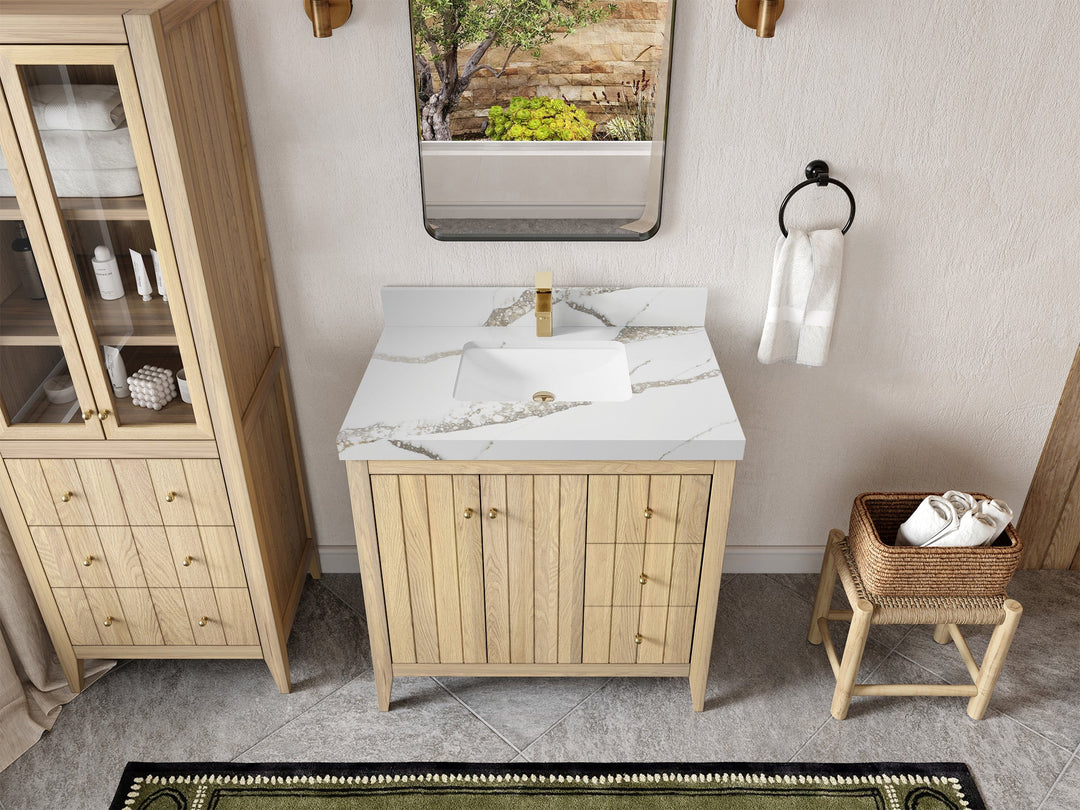 Atlanta White Oak 36 in. W x 22 in. D Center Sink Bathroom Vanity - Willow Bath and Vanity