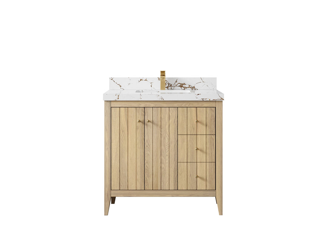 Atlanta White Oak 36 in. W x 22 in. D Center Sink Bathroom Vanity - Willow Bath and Vanity