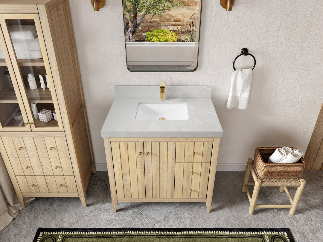 Atlanta White Oak 36 in. W x 22 in. D Center Sink Bathroom Vanity - Willow Bath and Vanity
