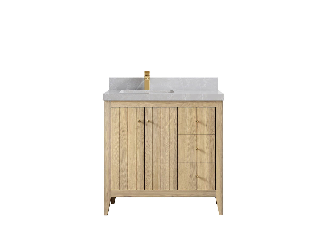 Atlanta White Oak 36 in. W x 22 in. D Left Offset Sink Bathroom Vanity - Willow Bath and Vanity