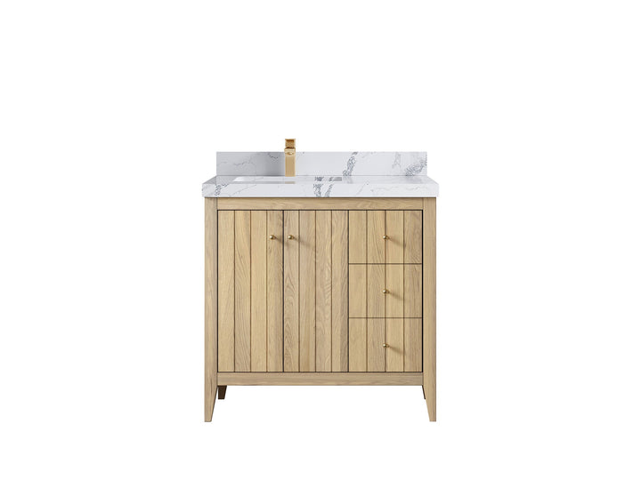 Atlanta White Oak 36 in. W x 22 in. D Left Offset Sink Bathroom Vanity - photo 19
