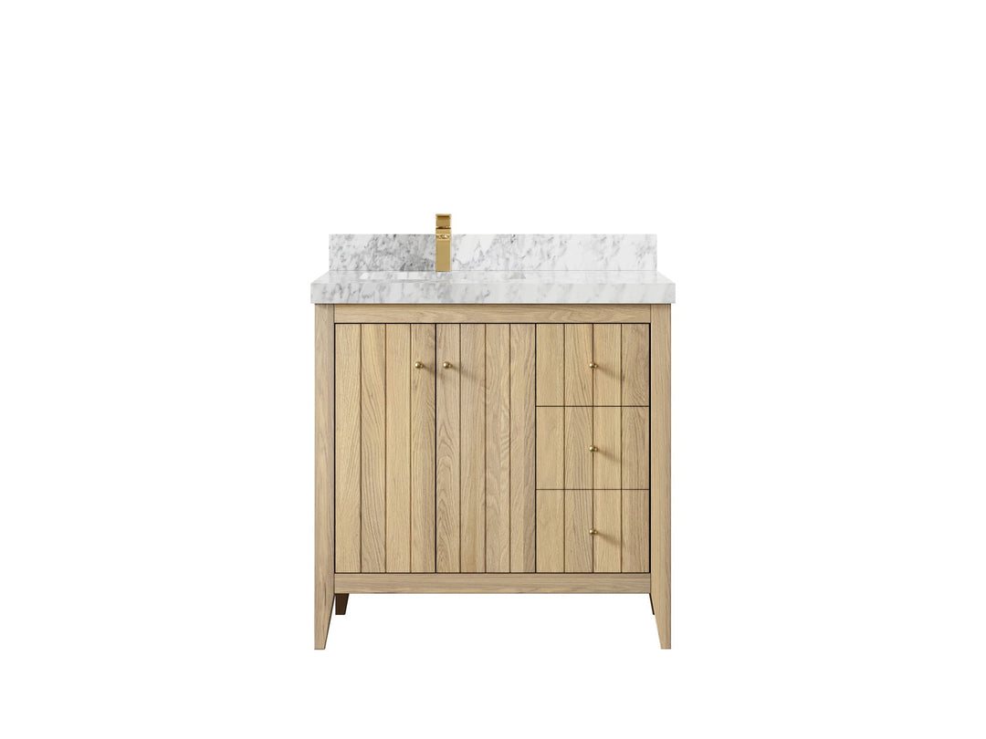 Atlanta White Oak 36 in. W x 22 in. D Left Offset Sink Bathroom Vanity - Willow Bath and Vanity
