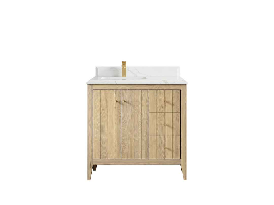 Atlanta White Oak 36 in. W x 22 in. D Left Offset Sink Bathroom Vanity - Willow Bath and Vanity