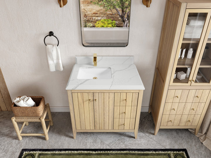 Atlanta White Oak 36 in. W x 22 in. D Left Offset Sink Bathroom Vanity - photo 22