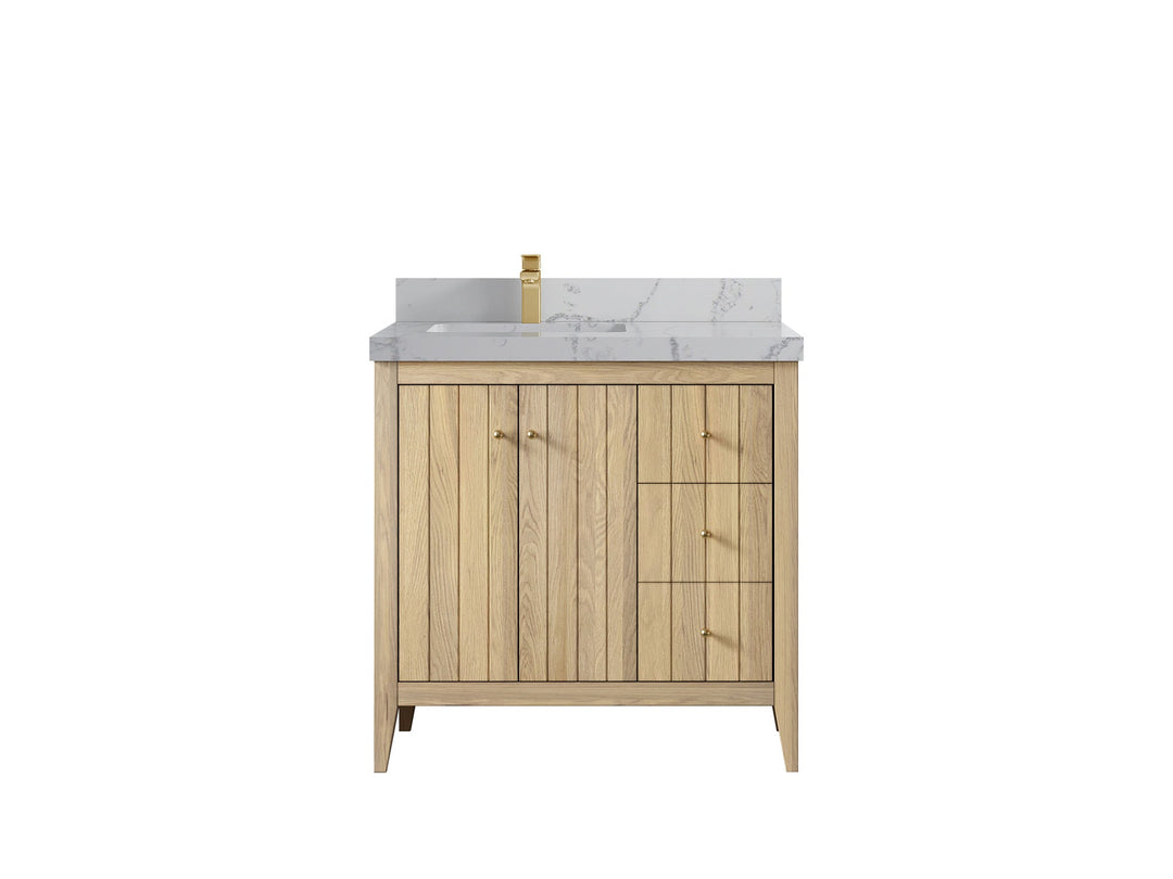 Atlanta White Oak 36 in. W x 22 in. D Left Offset Sink Bathroom Vanity - Willow Bath and Vanity