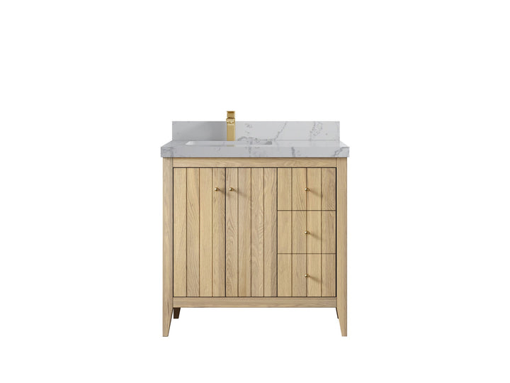 Atlanta White Oak 36 in. W x 22 in. D Left Offset Sink Bathroom Vanity - photo 39
