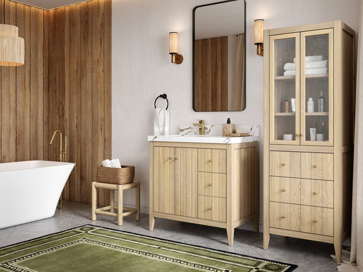 Atlanta White Oak 36 in. W x 22 in. D Left Offset Sink Bathroom Vanity - photo 2