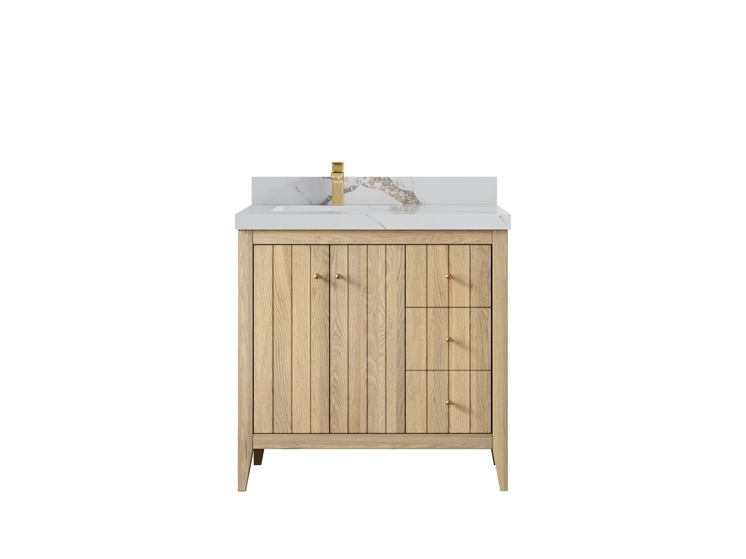 Atlanta White Oak 36 in. W x 22 in. D Left Offset Sink Bathroom Vanity - Willow Bath and Vanity
