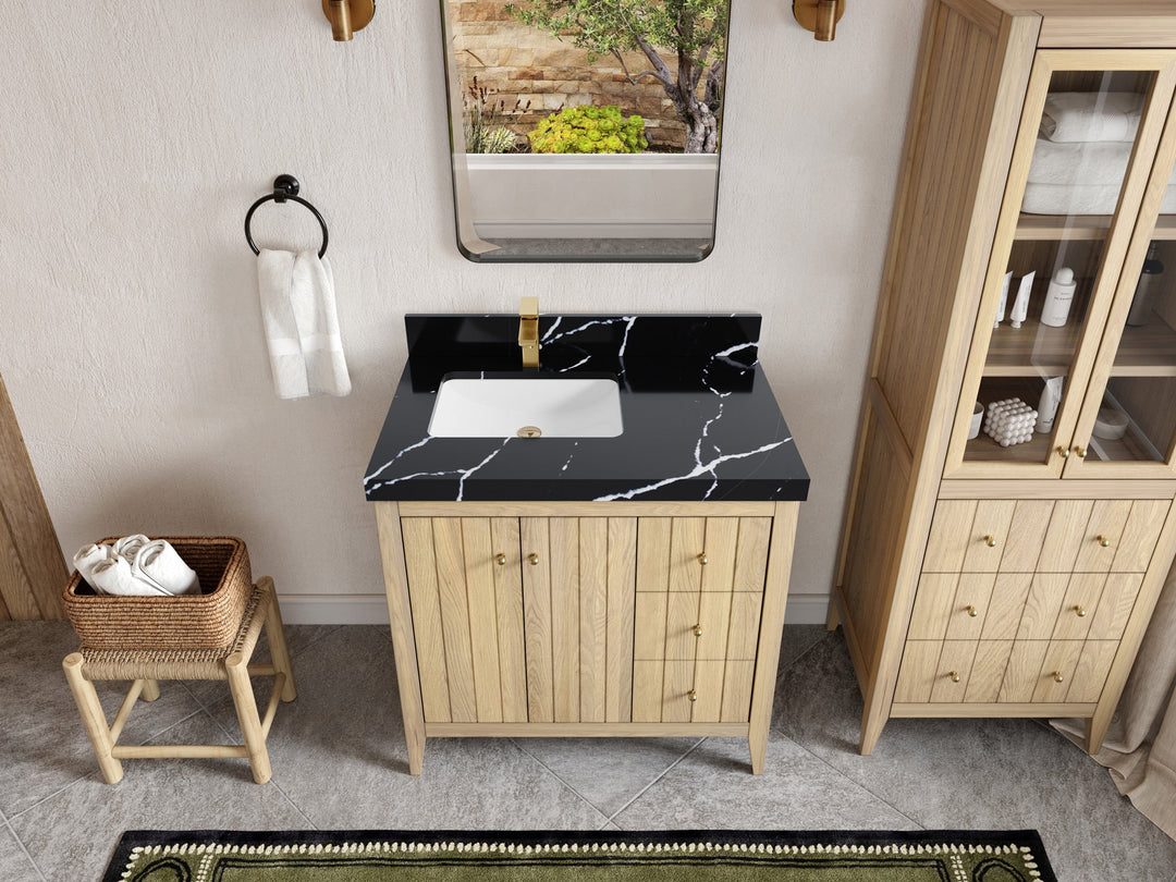 Atlanta White Oak 36 in. W x 22 in. D Left Offset Sink Bathroom Vanity - Willow Bath and Vanity