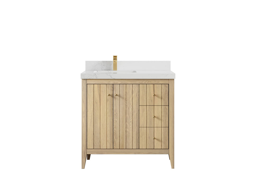 Atlanta White Oak 36 in. W x 22 in. D Left Offset Sink Bathroom Vanity - Willow Bath and Vanity
