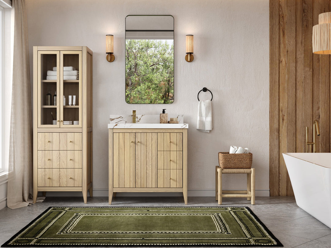 Atlanta White Oak 36 in. W x 22 in. D Left Offset Sink Bathroom Vanity - Willow Bath and Vanity