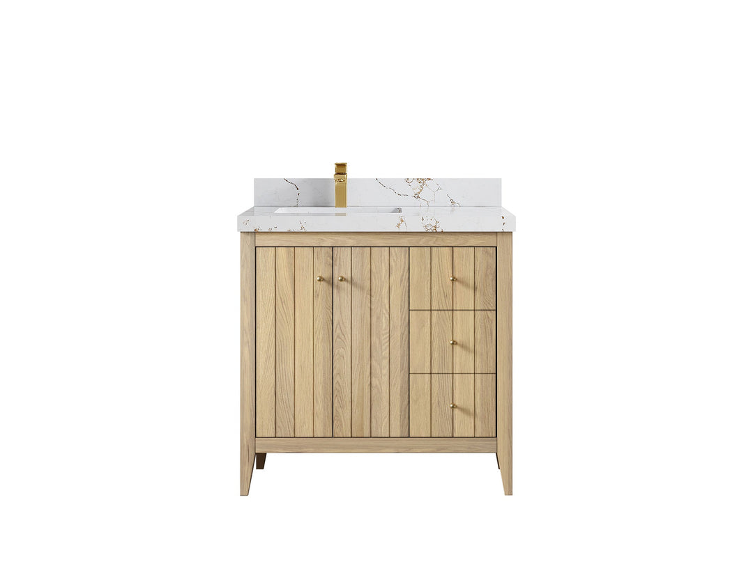 Atlanta White Oak 36 in. W x 22 in. D Left Offset Sink Bathroom Vanity - Willow Bath and Vanity