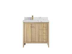 Atlanta White Oak 36 in. W x 22 in. D Left Offset Sink Bathroom Vanity - photo 34