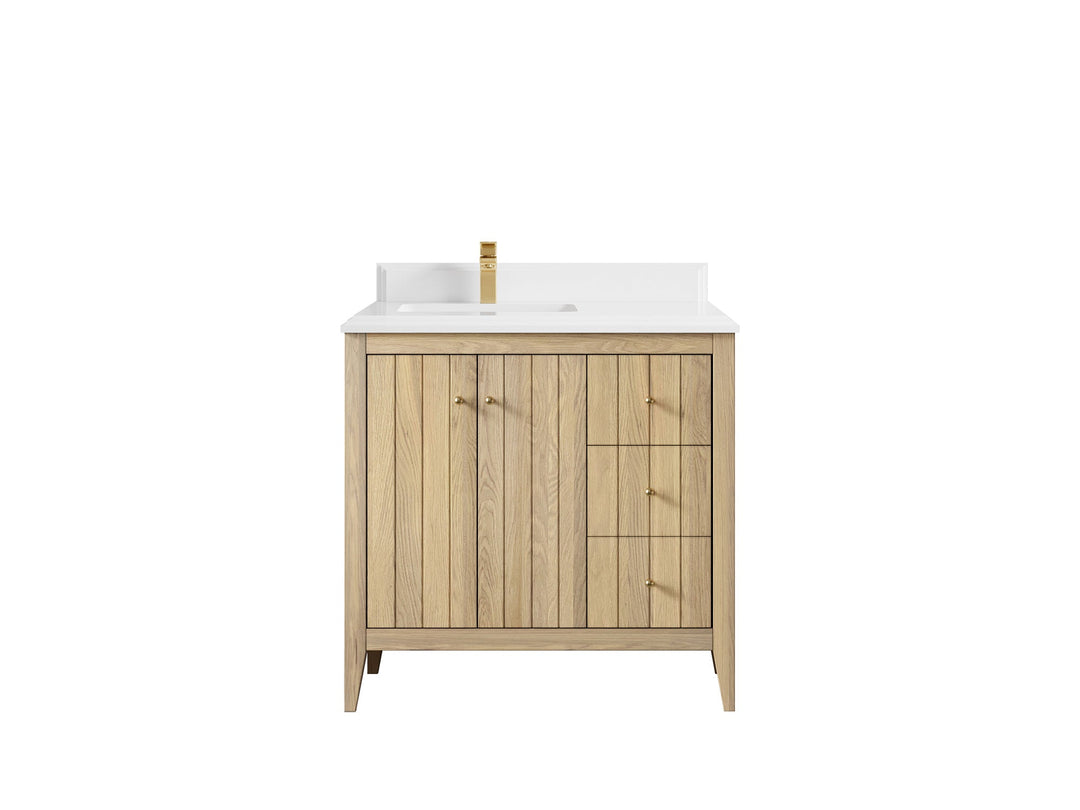 Atlanta White Oak 36 in. W x 22 in. D Left Offset Sink Bathroom Vanity - Willow Bath and Vanity