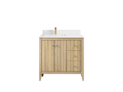 Atlanta White Oak 36 in. W x 22 in. D Left Offset Sink Bathroom Vanity - photo 26