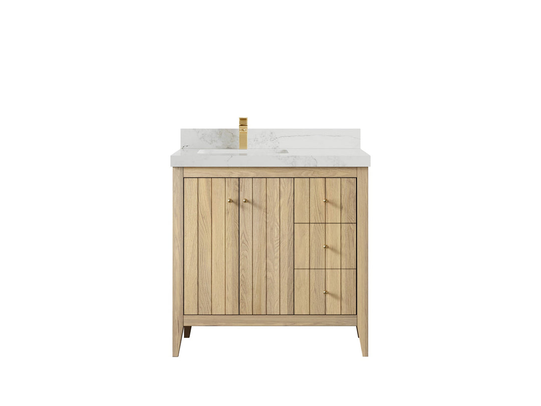 Atlanta White Oak 36 in. W x 22 in. D Left Offset Sink Bathroom Vanity - Willow Bath and Vanity