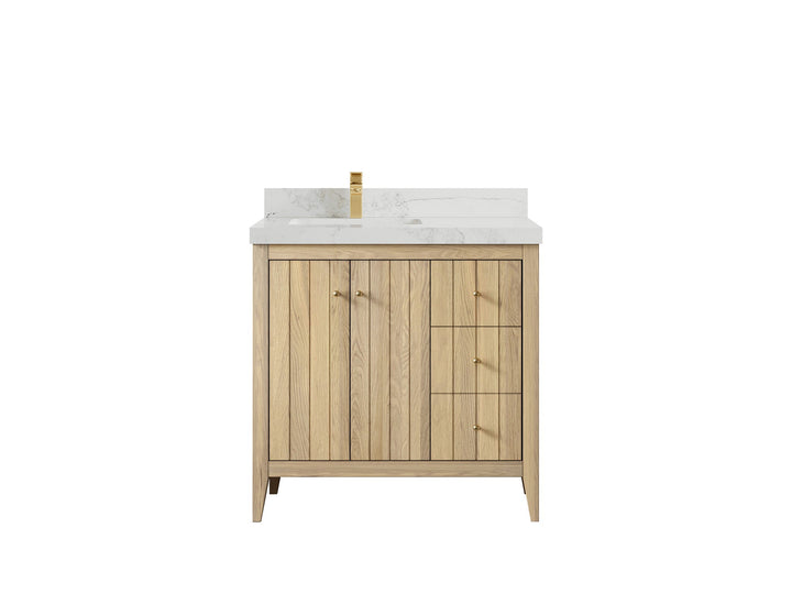 Atlanta White Oak 36 in. W x 22 in. D Left Offset Sink Bathroom Vanity - photo 17