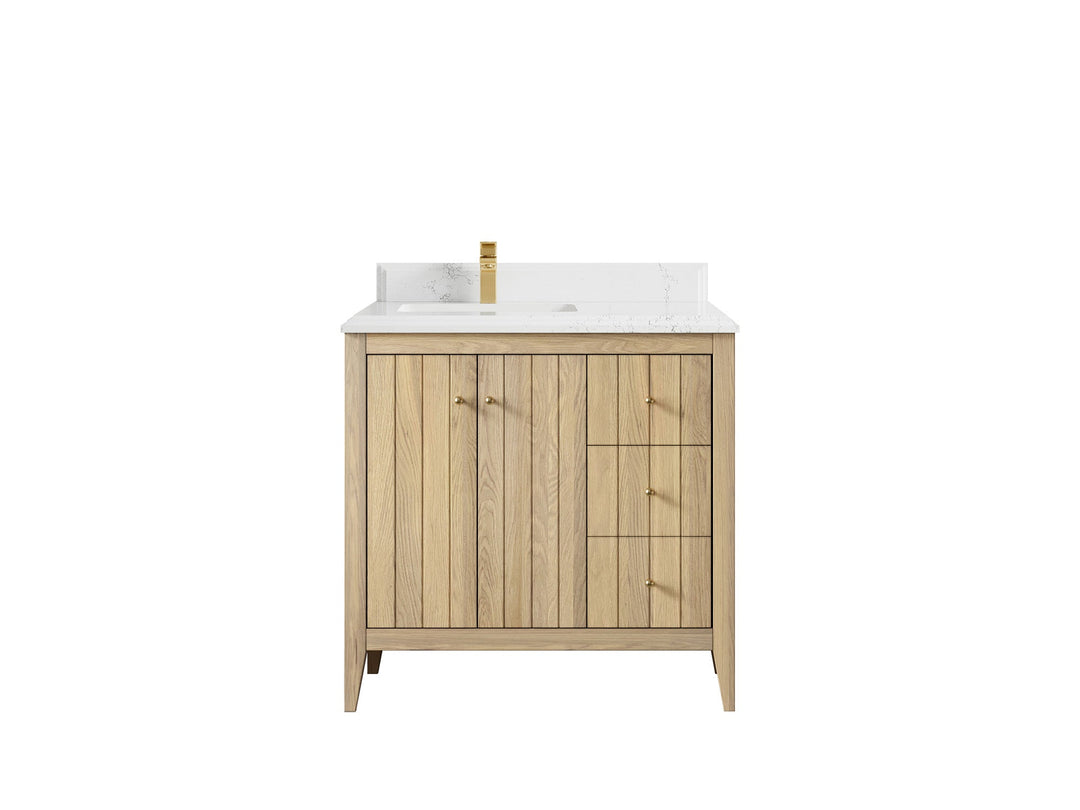 Atlanta White Oak 36 in. W x 22 in. D Left Offset Sink Bathroom Vanity - Willow Bath and Vanity