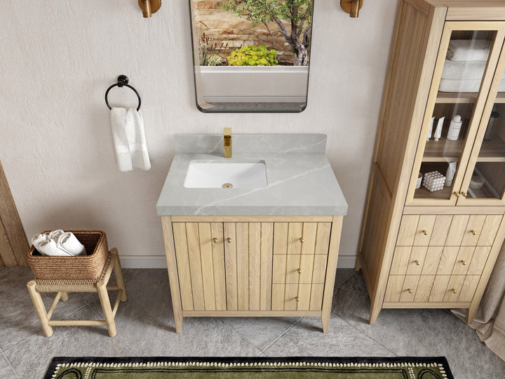 Atlanta White Oak 36 in. W x 22 in. D Left Offset Sink Bathroom Vanity - photo 30