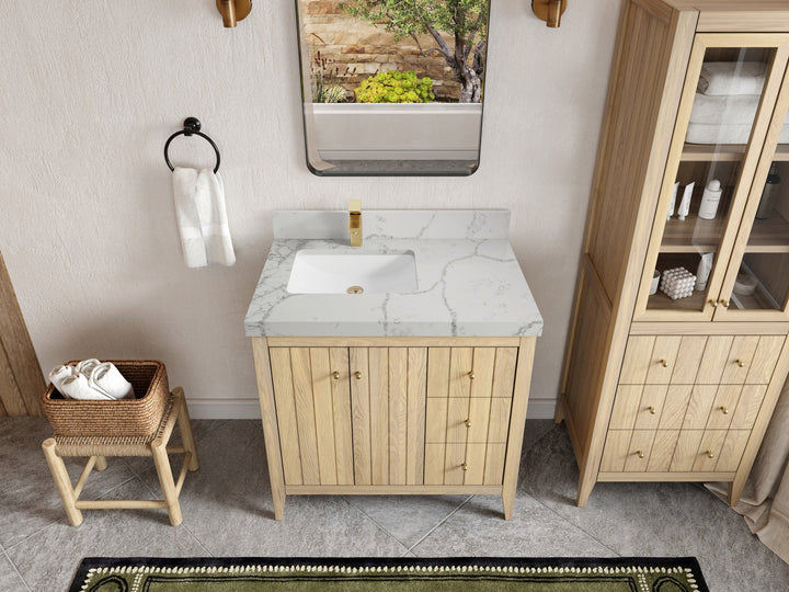 Atlanta White Oak 36 in. W x 22 in. D Left Offset Sink Bathroom Vanity - photo 38