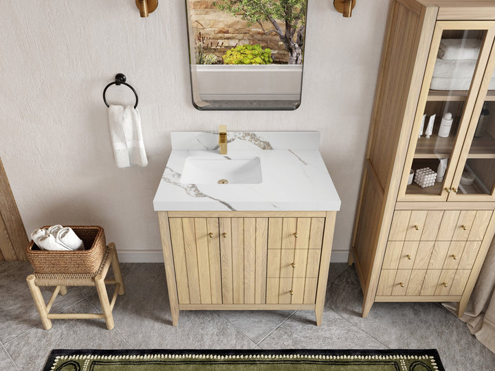 Atlanta White Oak 36 in. W x 22 in. D Left Offset Sink Bathroom Vanity - photo 42