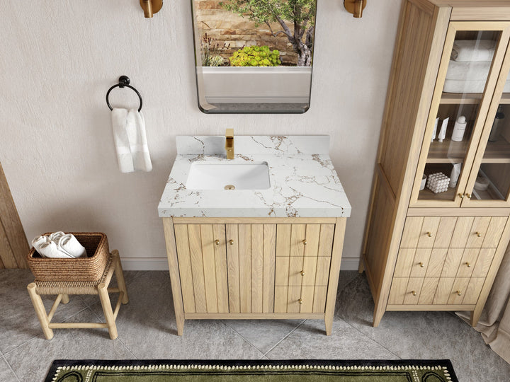 Atlanta White Oak 36 in. W x 22 in. D Left Offset Sink Bathroom Vanity - photo 32