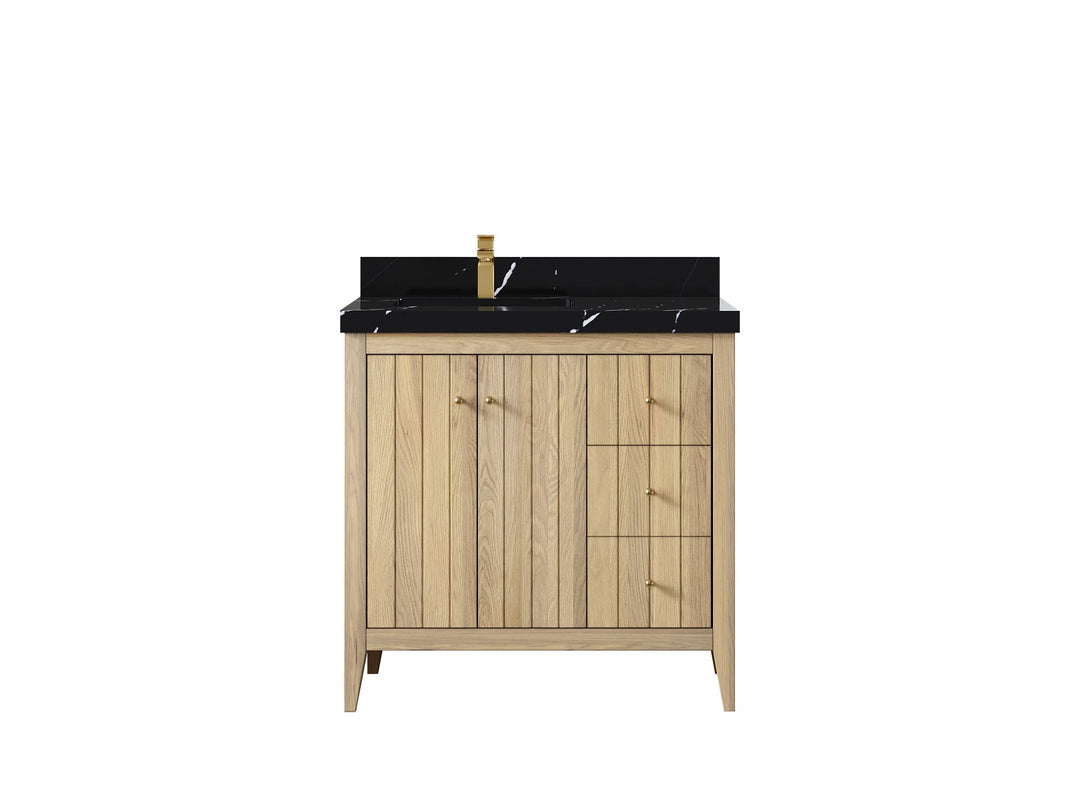 Atlanta White Oak 36 in. W x 22 in. D Left Offset Sink Bathroom Vanity - Willow Bath and Vanity