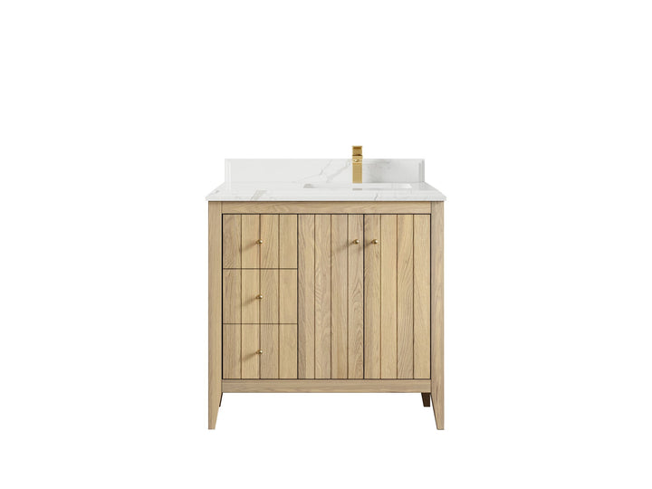 Atlanta White Oak 36 in. W x 22 in. D Right Offset Sink Bathroom Vanity - photo 25